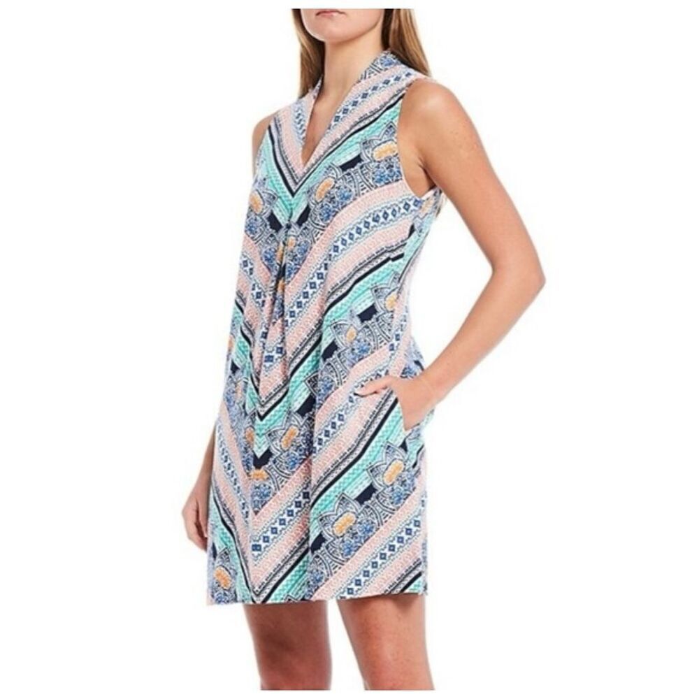 Tommy Bahama Linen Grand Isle Shift Dress Women’s Sz L XL Sleeveless Summer Boho
